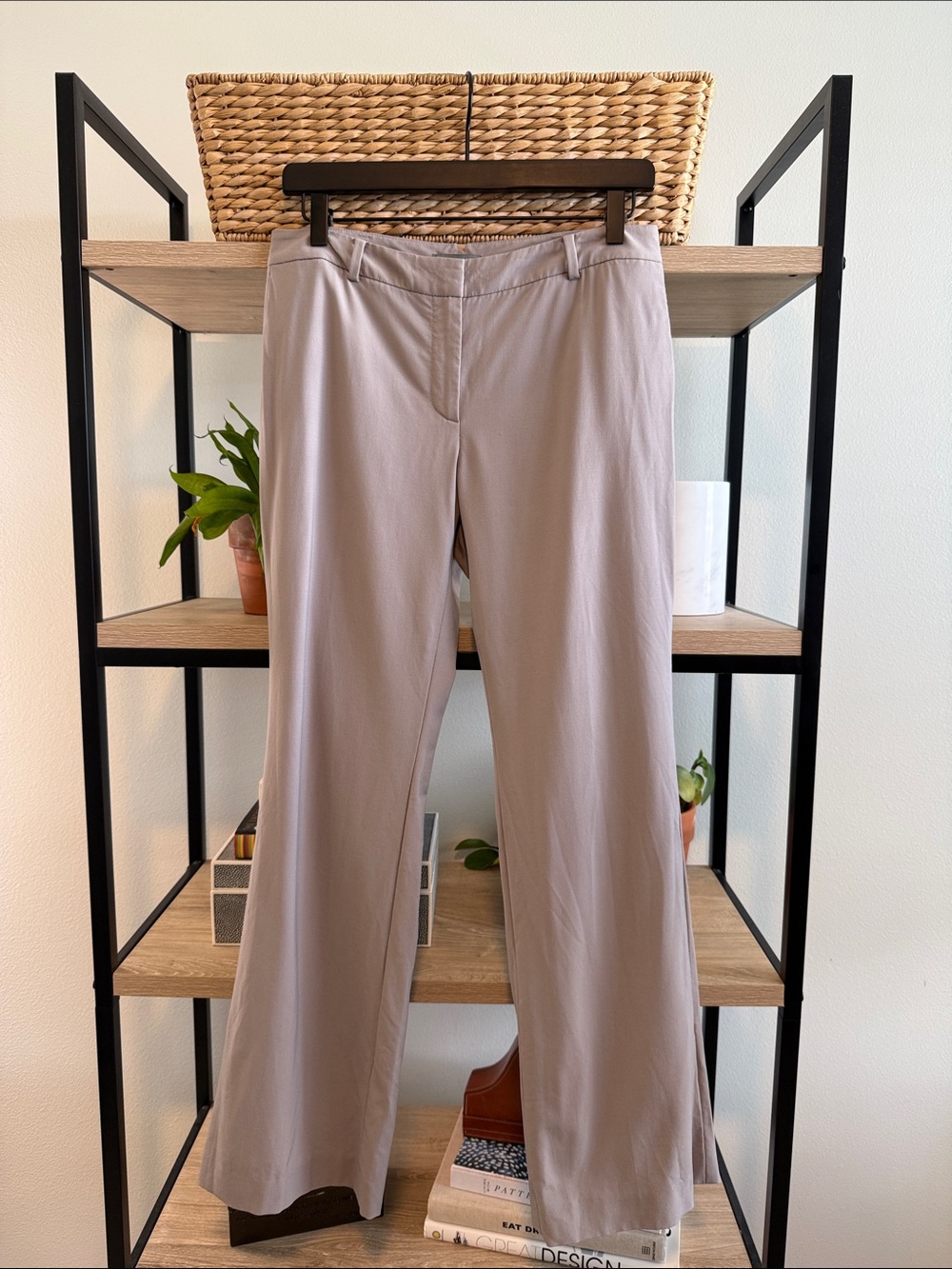 Ann Taylor Mid-Rise Wool Gray Bootleg Woven Career Dress Pant Trouser, 6P